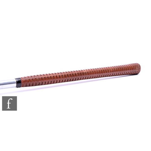 627 - A steel shafted Miracle 38 inch golf putter, rubber grip, length 101cm.