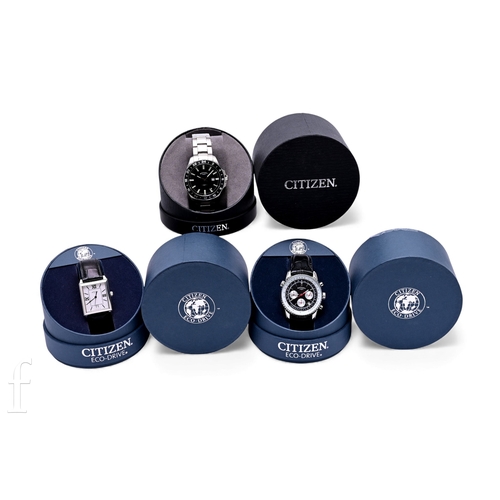 368 - Three Rotary stainless steel cased wristwatches with quartz movements to include a 42mm GMT model on... 