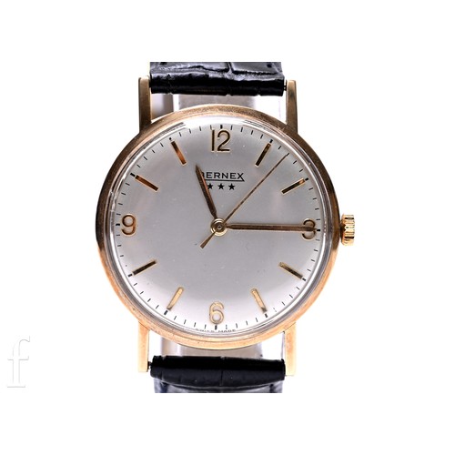 374 - A 1970s Bernex 9ct gold wristwatch with manual wind Swiss movement, with baton numerals and Arabic q... 