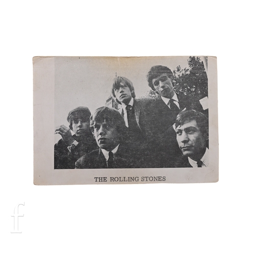 485 - An early autographed Rolling Stones promotional black and white postcard, signed to the reverse in b... 