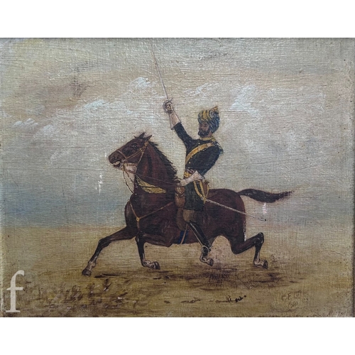 442 - After Kusumi Morikage (Japanese, 1620-1690) - Three warriors on horses with attendants, woodblock pr... 