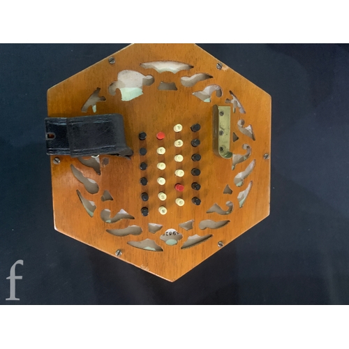 458 - A 20th Century concertina by Lachenal & Co London, No 42616, forty eight key operation, in assoc... 