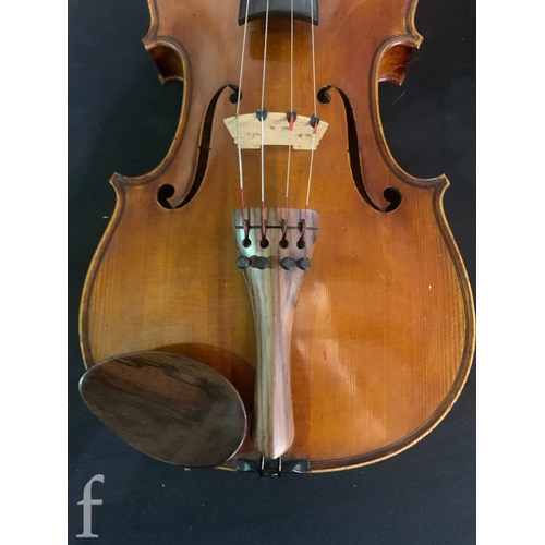 465 - A late 19th Century two piece back violin labelled Le Guerrier anno 1884, examined by William Hargre... 