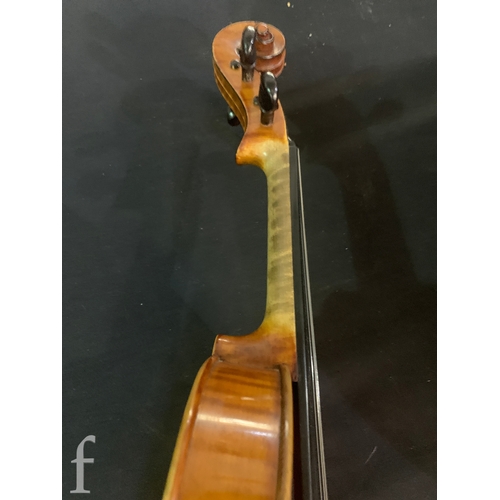 465 - A late 19th Century two piece back violin labelled Le Guerrier anno 1884, examined by William Hargre... 