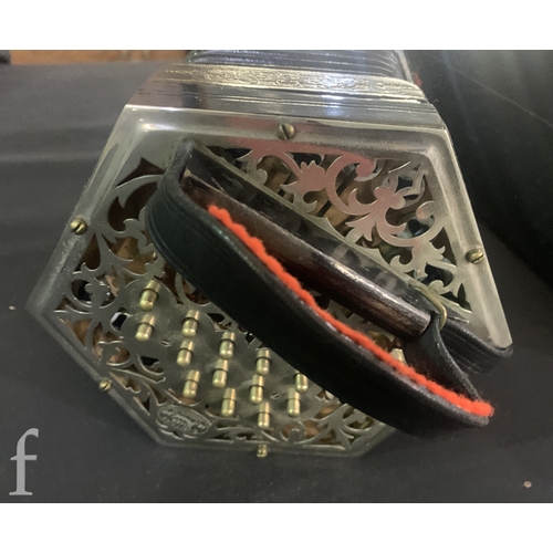 456 - A 19th Century concertina by Charles Jeffries London, twenty five key operation tooled gilt bands of... 