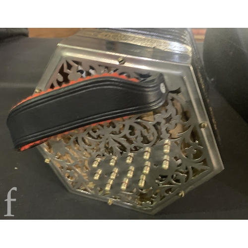 456 - A 19th Century concertina by Charles Jeffries London, twenty five key operation tooled gilt bands of... 