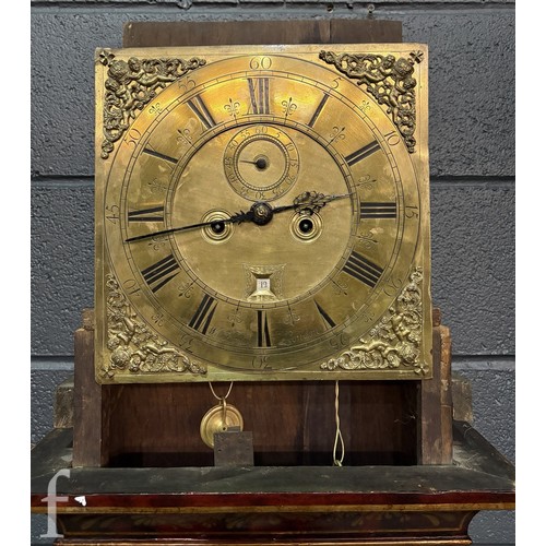 699 - Amended description - An 18th Century red chinoiserie and gilt lacquer painted longcase clock, with ... 