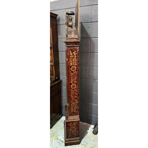 699 - Amended description - An 18th Century red chinoiserie and gilt lacquer painted longcase clock, with ... 