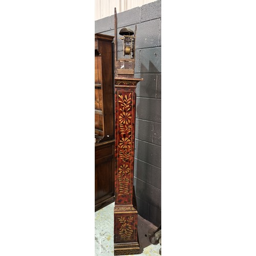 699 - Amended description - An 18th Century red chinoiserie and gilt lacquer painted longcase clock, with ... 
