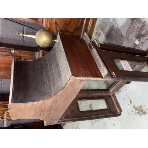 692 - An 18th Century mahogany longcase clock with eight day striking movement, the 12 inch broken arch br... 