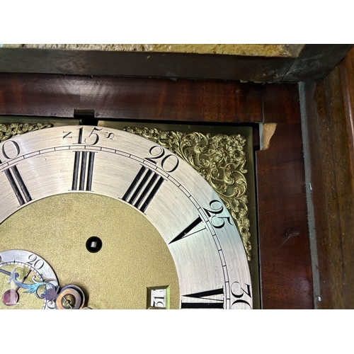 693 - Amended description - An 18th Century mahogany longcase clock with eight day striking movement, the ... 