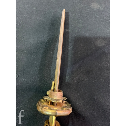 650 - A World War Two Japanese officers Katana, 70cm blade, cloth bound shagreen grip and pierced iron Tsu... 