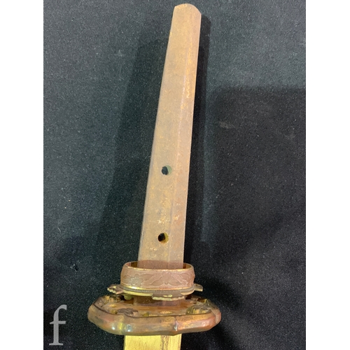 650 - A World War Two Japanese officers Katana, 70cm blade, cloth bound shagreen grip and pierced iron Tsu... 