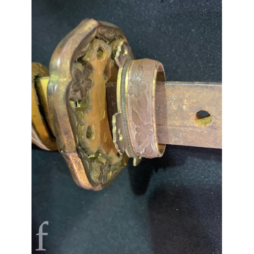 650 - A World War Two Japanese officers Katana, 70cm blade, cloth bound shagreen grip and pierced iron Tsu... 