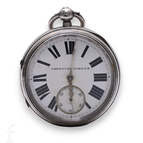 224 - A Victorian silver open face pocket watch with fusee movement, with white enamel dial, black Roman m... 
