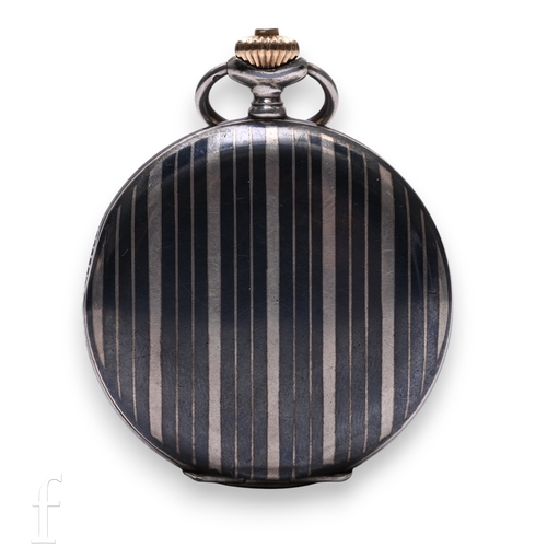 236 - An early 20th Century Longines silver and niello full hunter pocket watch, with white enamel dial, b... 