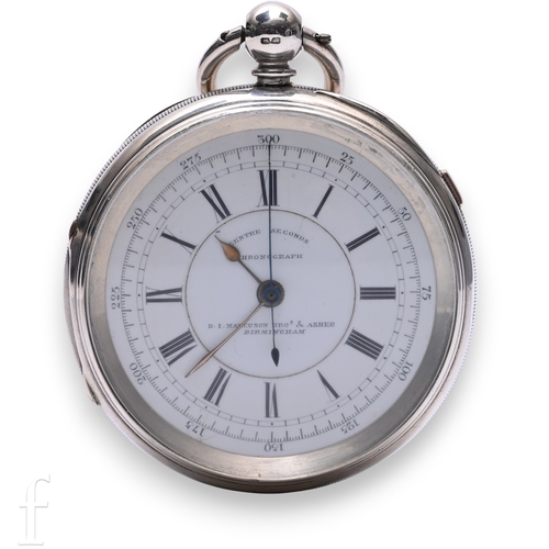 239 - A Victorian D L Marcuson Bros & Asher, Birmingham silver open face centre seconds chronograph po... 