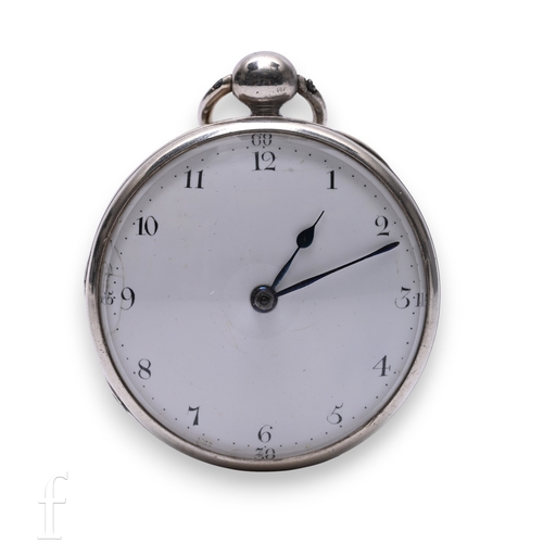 253 - A George IV silver open face pocket watch with verge fusee movement, with white enamel dial, black A... 