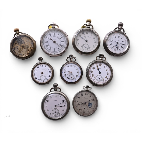 277 - A group of 20th Century assorted silver plated and base metal pocket watches, including Elgin, Pacif... 