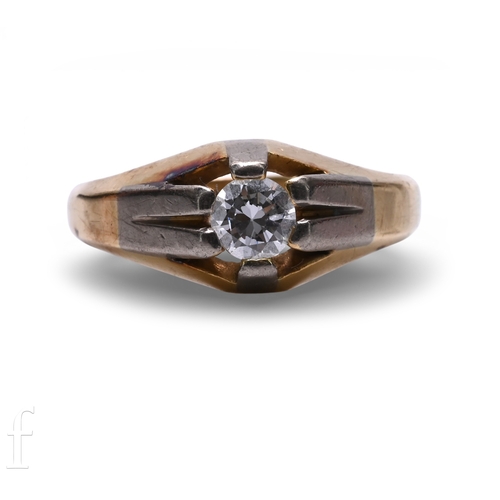 157 - A single stone diamond ring, square claw set, hallmarked for 18 carat gold, total weight 6.4g, ring ... 