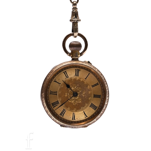 317 - A late 19th Century 18ct gold cased fob watch with keyless wind movement, in 32mm diameter case stam... 