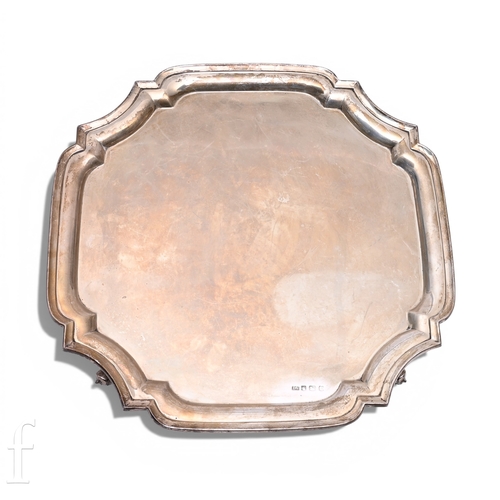 528 - A George VI silver salver, Viner's Ltd (Emile Viner), Sheffield 1951, of square form with shaped bor... 