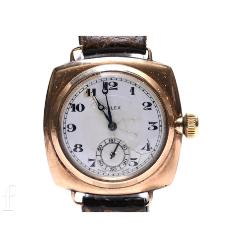 355 - A 1930s Rolex Oyster wristwatch, ref. 678, in a 9ct gold 31mm cushion shaped case, with 15 jewel man... 