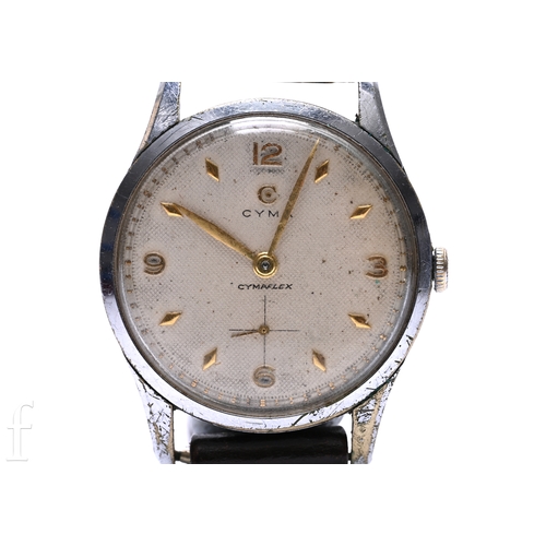 364 - A mid 20th Century Cyma Cymaflex wristwatch with manual wind movement, in nickel plated 32mm case wi... 
