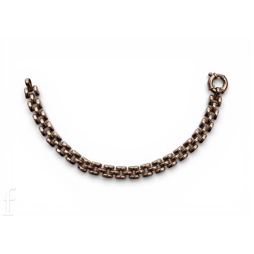 169 - A 9 carat gold bracelet, composed of three rows of oblong links, hallmarked for 9 carat gold, total ... 