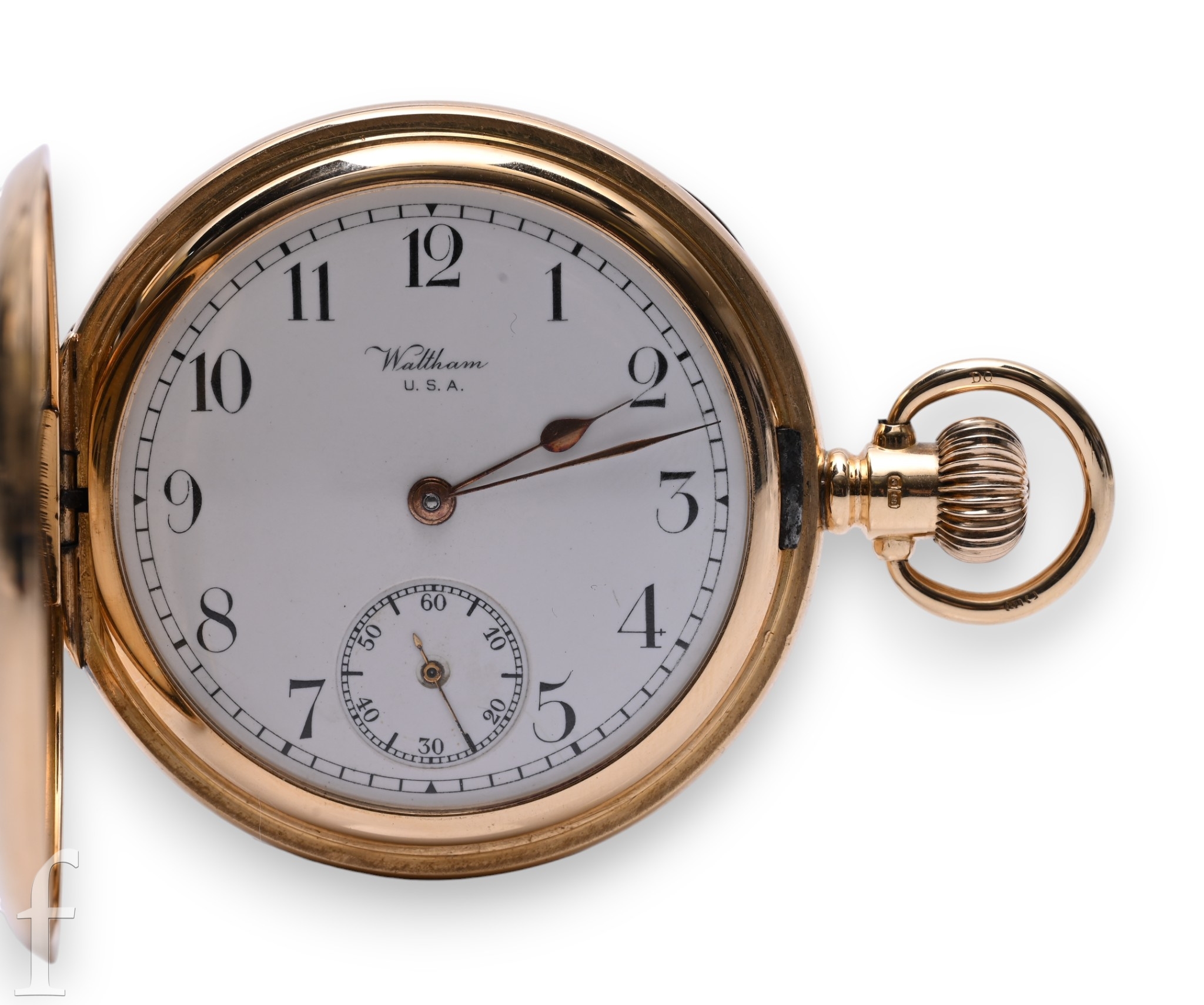 A George V Waltham, USA 18ct gold full hunter pocket watch, white ...