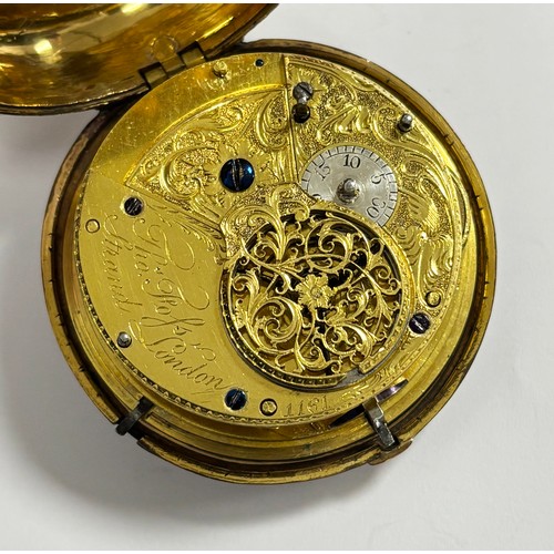 294 - A 19th Century Thomas Foss, London gilt metal pair case pocket stop watch with verge fusee movement,... 