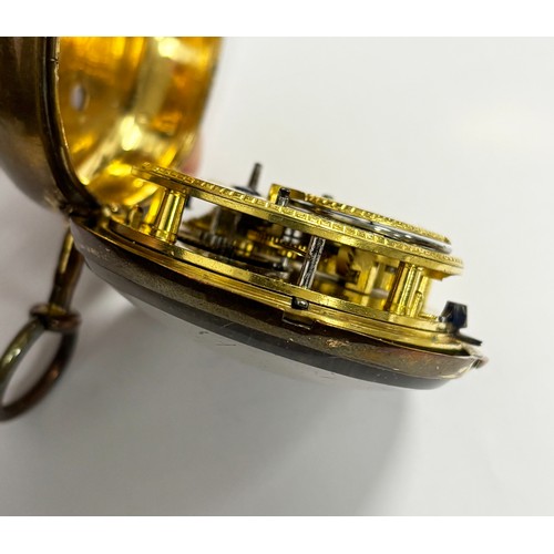 294 - A 19th Century Thomas Foss, London gilt metal pair case pocket stop watch with verge fusee movement,... 