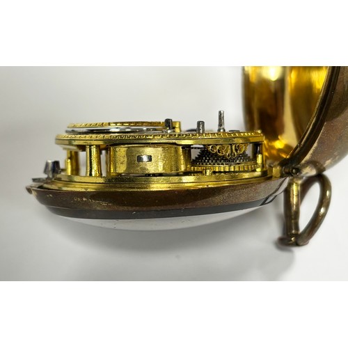 294 - A 19th Century Thomas Foss, London gilt metal pair case pocket stop watch with verge fusee movement,... 