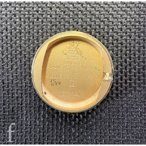 349 - A mid 20th Century ladies Omega wristwatch in 16mm gold plated case, with 17 jewel manual wind movem... 