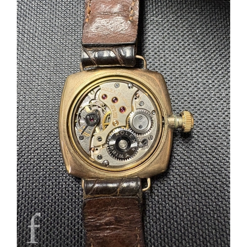 355 - A 1930s Rolex Oyster wristwatch, ref. 678, in a 9ct gold 31mm cushion shaped case, with 15 jewel man... 
