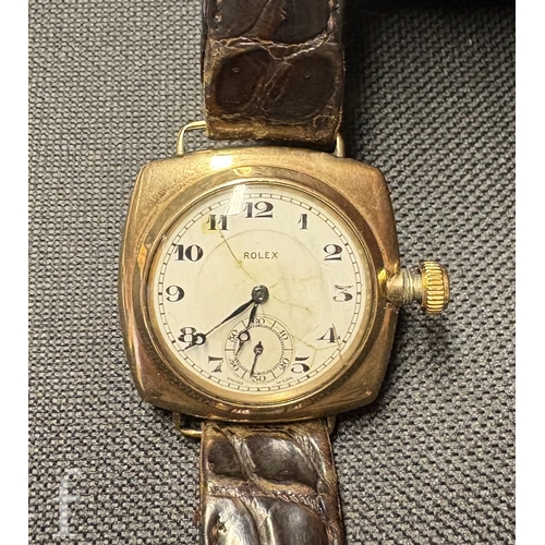355 - A 1930s Rolex Oyster wristwatch, ref. 678, in a 9ct gold 31mm cushion shaped case, with 15 jewel man... 