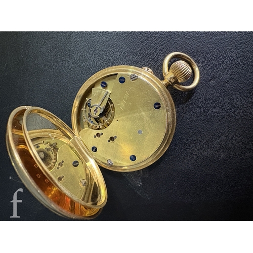 282 - A Victorian 18ct gold open face pocket watch, white enamel dial with black Roman numerals, minute tr... 