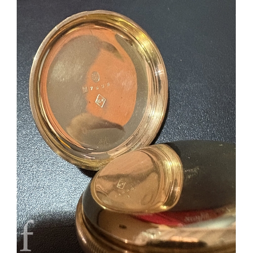 284 - An early 20th Century Waltham, USA 10k open face pocket watch, white enamel dial with black Roman nu... 