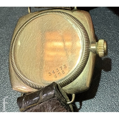355 - A 1930s Rolex Oyster wristwatch, ref. 678, in a 9ct gold 31mm cushion shaped case, with 15 jewel man... 