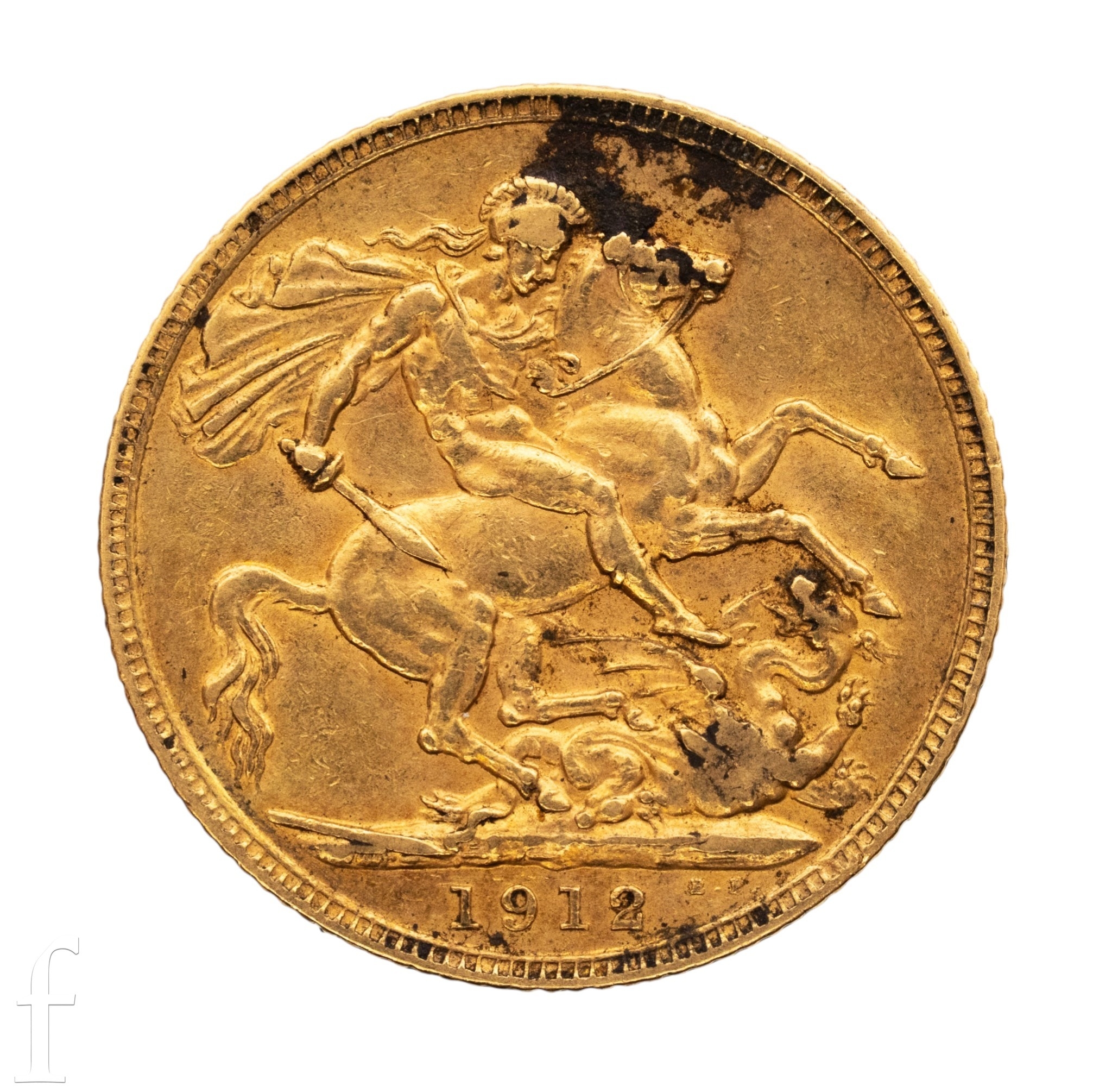 Edward VII - A sovereign, 1912, reverse St George and Dragon.