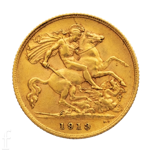 George V - A half sovereign, 1913, reverse St George and Dragon.