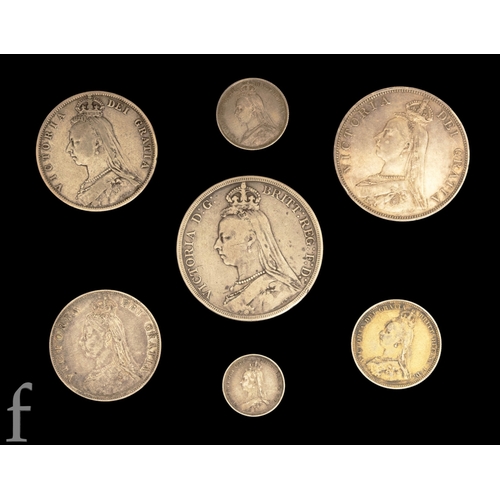 3 - Victoria - An 1887 seven coin Jubilee set, crown to three pence, in later red case. (7)