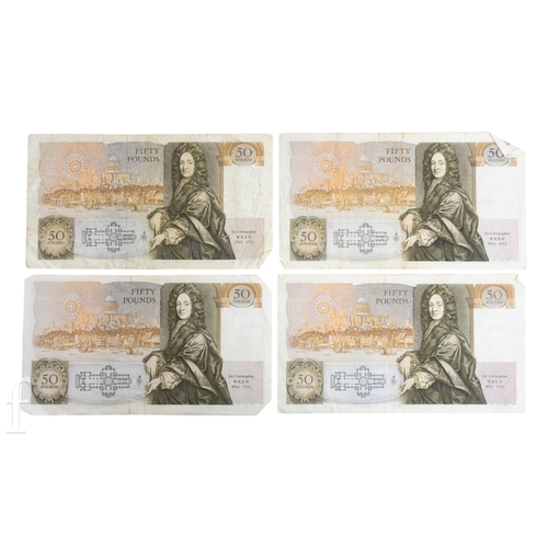 9 - Banknotes - Four Bank of England fifty pound notes, prefixes D13, D38, D76, D88, all Gill. (4)