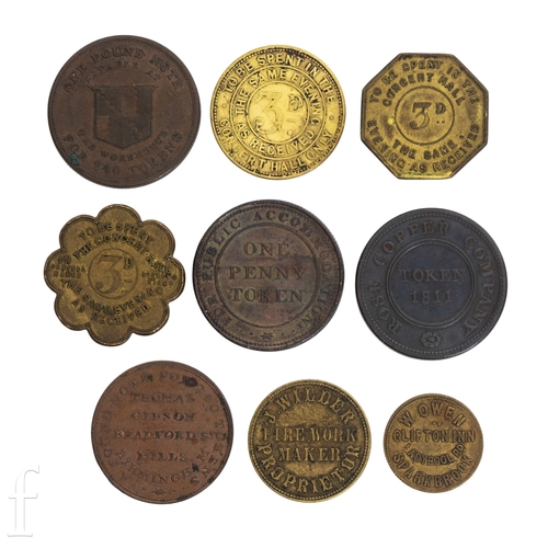 23 - Tokens - A Birmingham and Swansea 1811 Rose Company copper token, an 1812 Union Birmingham token, 18... 