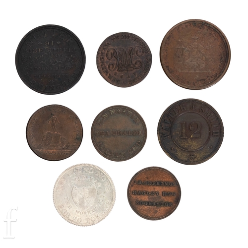 24 - Tokens - A 1811 silver Birmingham Workhouse token to the value of One Pound note, various tea mercha... 
