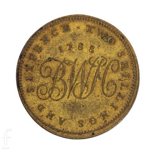 27 - Token - An 18th Century 1788 brass token for Warwickshire, Birmingham Work house half crown (two shi... 
