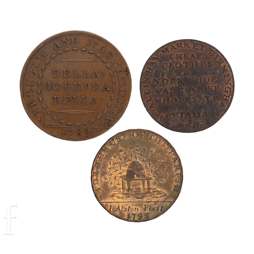 28 - Token - A 1789 Isaac Perrins, the reverse 'Bella Horrida Bella' strength and magnanimity, also 1796 ... 