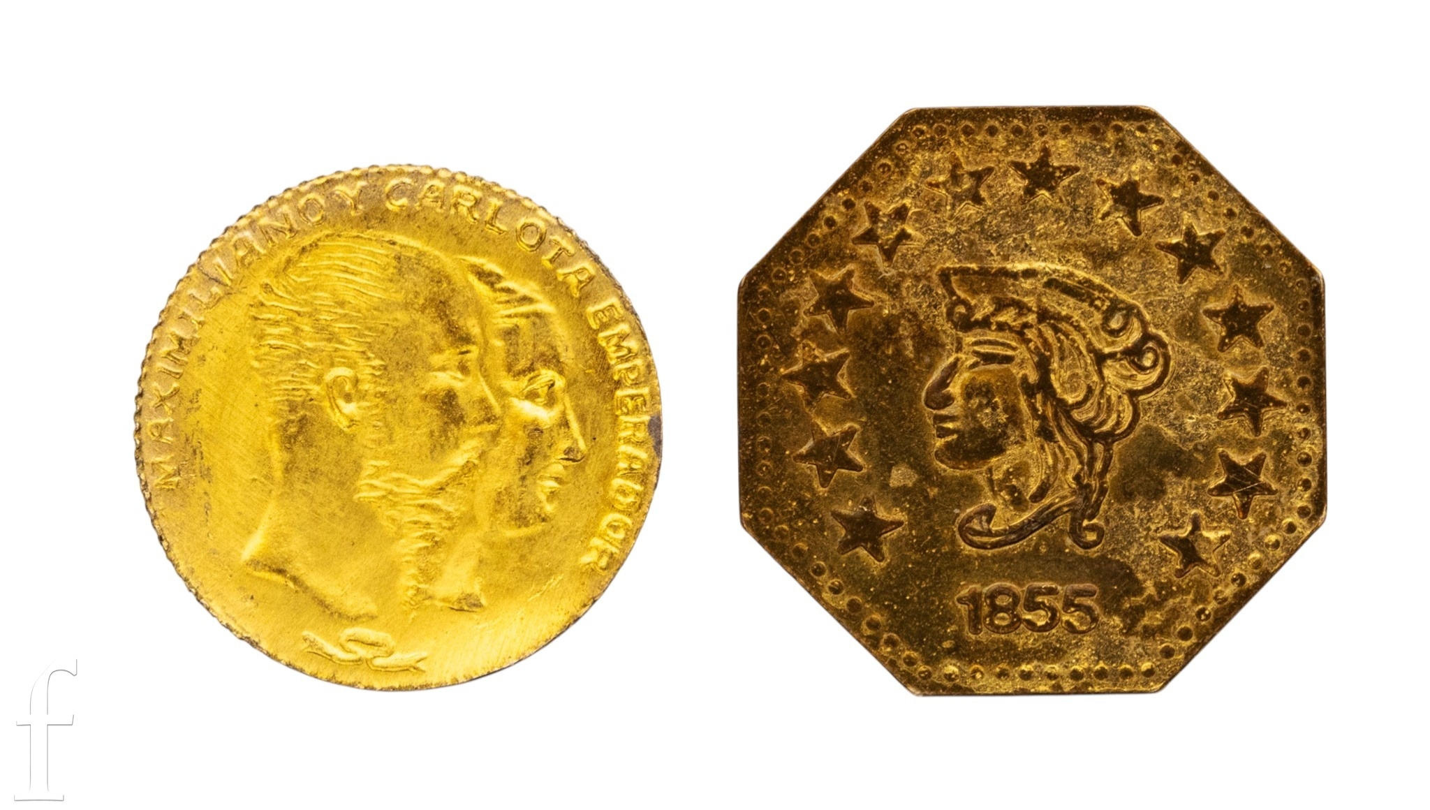 Italy - A miniature gold commemorative coin, 0.4g, and a similar ...