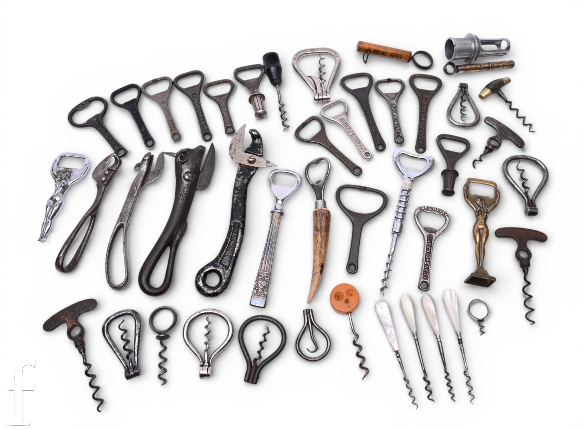 A collection of Victorian and later bottle openers, also folding ...