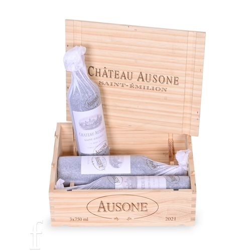 18 - A case of three bottles of Château Ausone 2021Saint-Emilion 1er Grand Cru Classé AOC, cabernet based... 